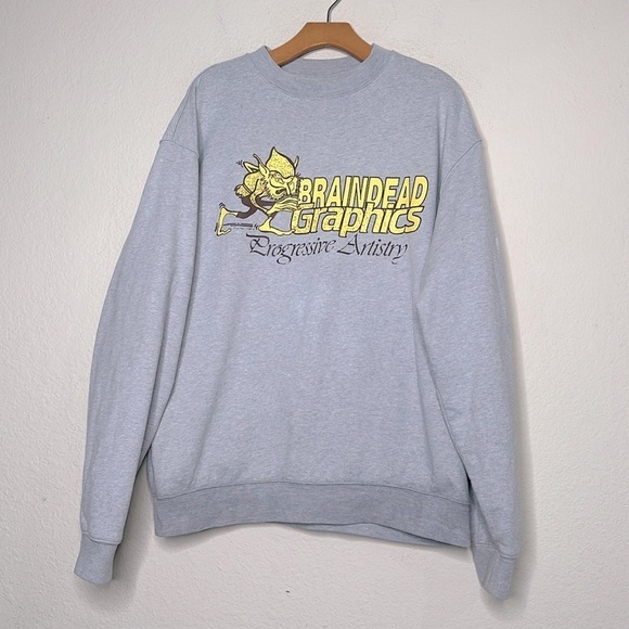 Brain Dead PROGRESSIVE ARTISTRY CREWNECK SWEATSHIRT - HEATHER GREY Size M - Picture 5 of 8